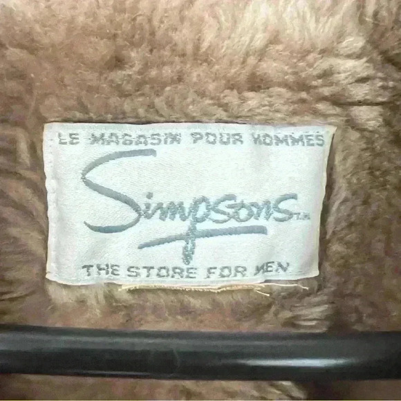 SIMPSONS VINTAGE TAN FLEECE MEN WINTER TRENCH  COAT SIZE 46 - Picture 3 of 11